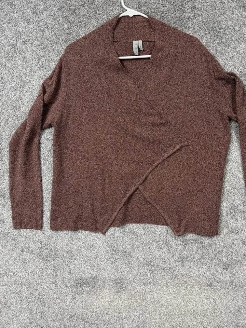 Sahalie Cardigan Sweater Womens L Brown Open Front Knit Boho Minimalist Layering